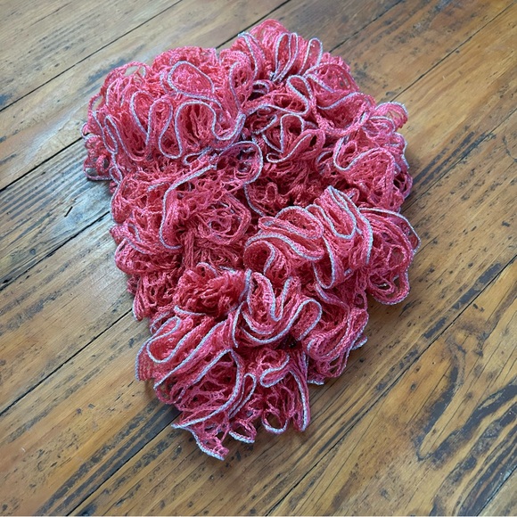 Handmade Pink&Silver Long Ruffly Scarf - Picture 4 of 4